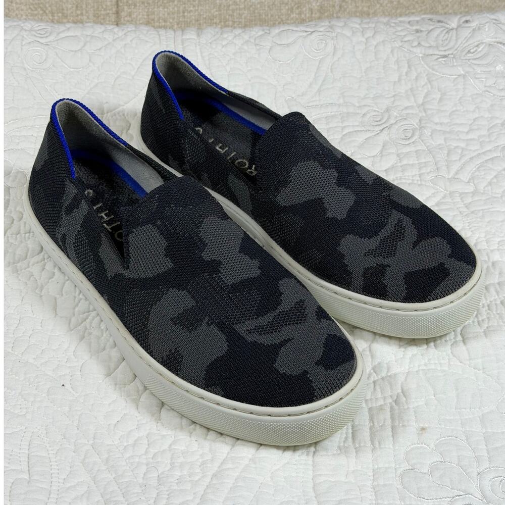 Rothy's Womens 7 Gray Camo Knit Slip On Sneakers Washable Comfort Casual Shoes